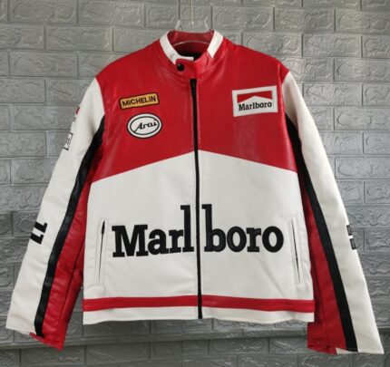 RED & WHITE, brown & black, sport leather jacket