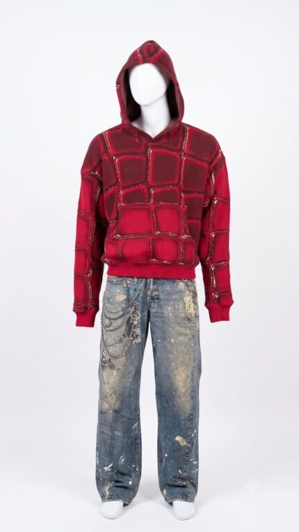 Red Blocks Crimson Hoodie