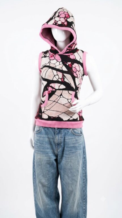 Sleeveless knit hoodie